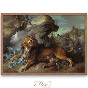 Vintage Lion and Gnat Painting by Oudry (Digital Download)