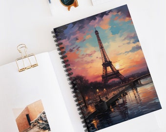 Eiffel Tower Art Spiral Notebook: Paris Travel Journal