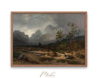 Landscape with a Thunderstorm Brewing, Willem Roelofs, 1850 | Printable Vintage Wall Art | Instant Download