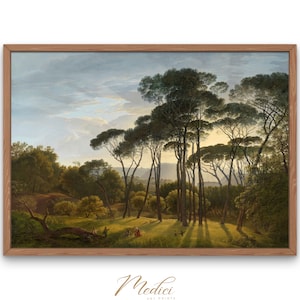 Hendrik Voogd: Italian Landscape with Umbrella Pines Vintage Art (Instant Download)