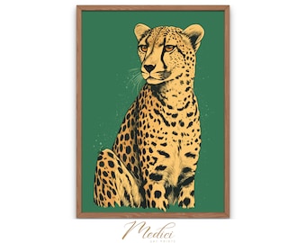 Green Cheetah Print: Boho Jungle Animal Art (Digital Download)