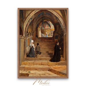 The Holy Staircase at the Monastery, Jorgen Roed, 1857 | Printable Vintage Wall Art | Religious Art | Famous Paintings | Instant Download