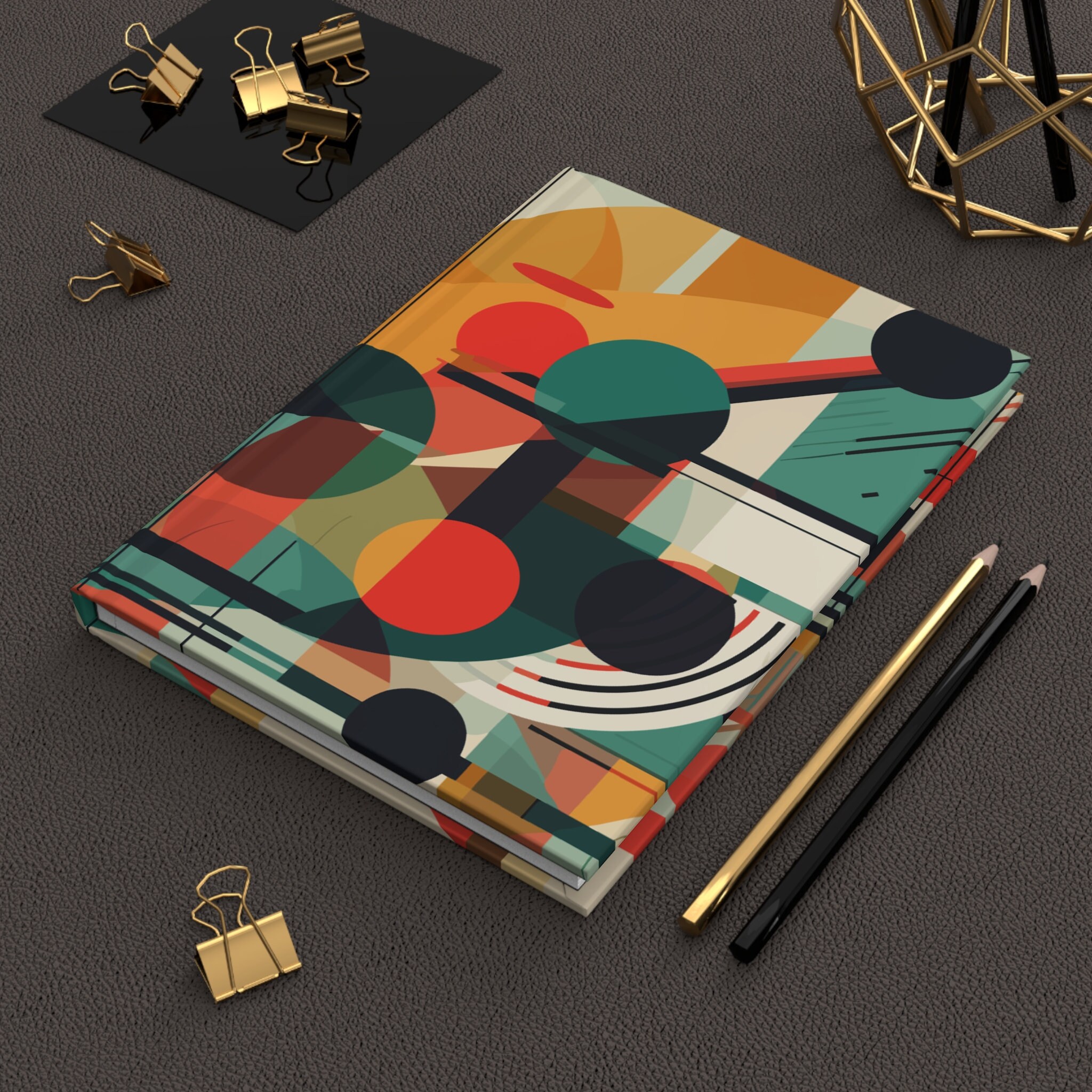 Bauhaus Design Journal, Abstract Art Hardcover Lined Notebook,  Retro Minimalist Journal, Gift for Designers