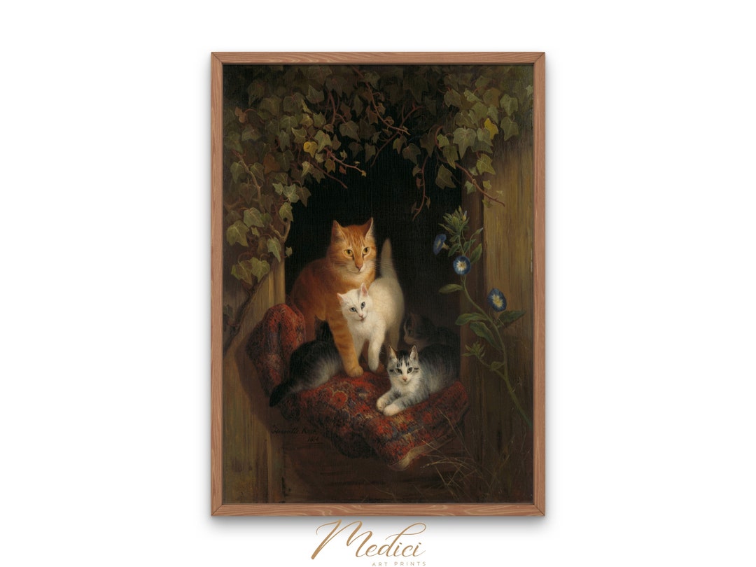 Vintage Cat With Kittens Art Print by Henriëtte Ronner (digital ...