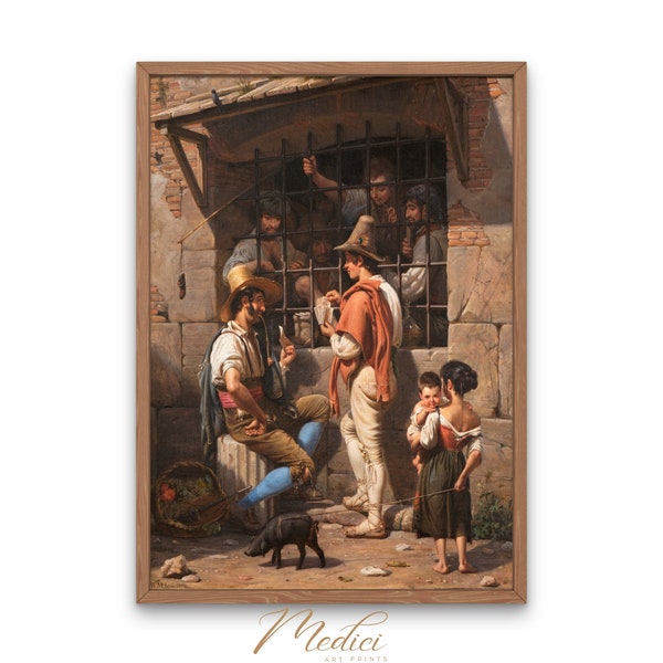 Prison Scene in Rome, Wilhelm Marstrand, 1837 | Printable Vintage Wall Art | People Painting | Famous Paintings | Instant Download