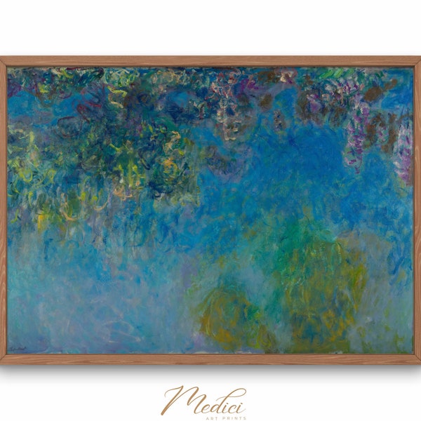Claude Monet, Wisteria | Printable Impressionist Wall Art | 20th Century Abstract Nature Painting | Blue Green Hues | Instant Download