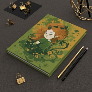 Pixie British Folklore Journal / Little Girl Cute Notebook / Green Hardcover Lined Notebook / Journal Gift para niños