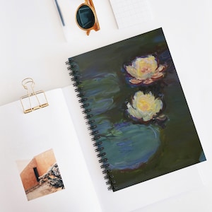 Monet Water Lilies Notebook: Floral Art, Ruled Line Paper