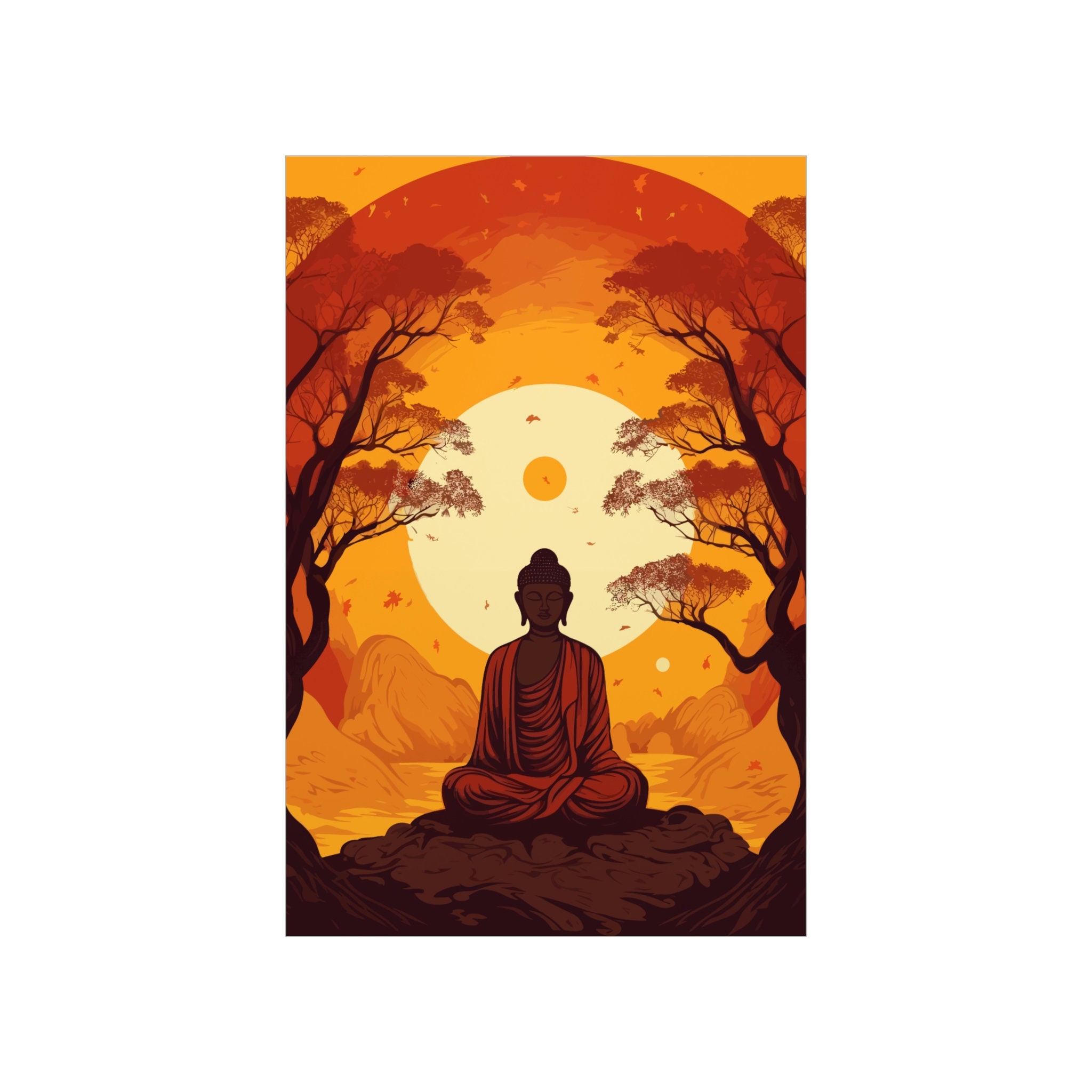 Sitting Buddha Art Print, Matte Buddhism Poster, Spiritual Mailed Print