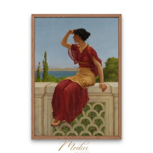 The Signal, John William Godward, 1899 | Printable Vintage Wall Art | Famous Paintings | Instant Download