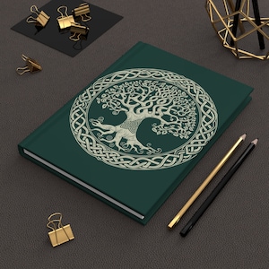 Celtic Knot Journal | Tree of Life Art Hardcover Journal | Lined Green Notebook | Eternity Symbol | Celtic nations | Pagan Gift