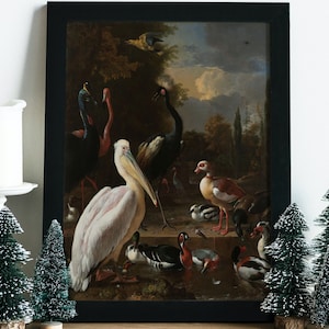 The Floating Feather by Melchior d&#39;Hondecoeter (1680). Vintage Bird Poster Printable Wall Art. Instant Download