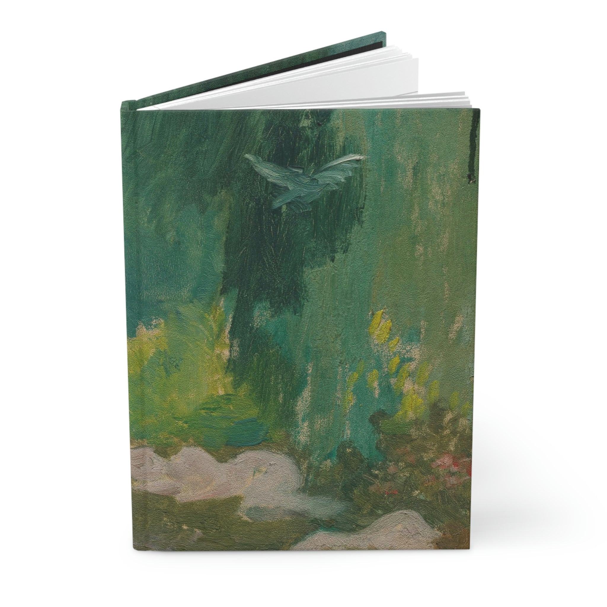 Green Abstract Art Journal Green Cover Notebook Hardcover Etsy