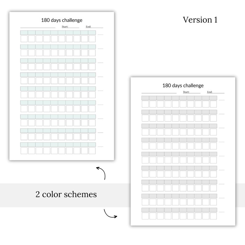 180 Days Challenge Tracker Printables, Habit Tracker, Habit Tracker ...