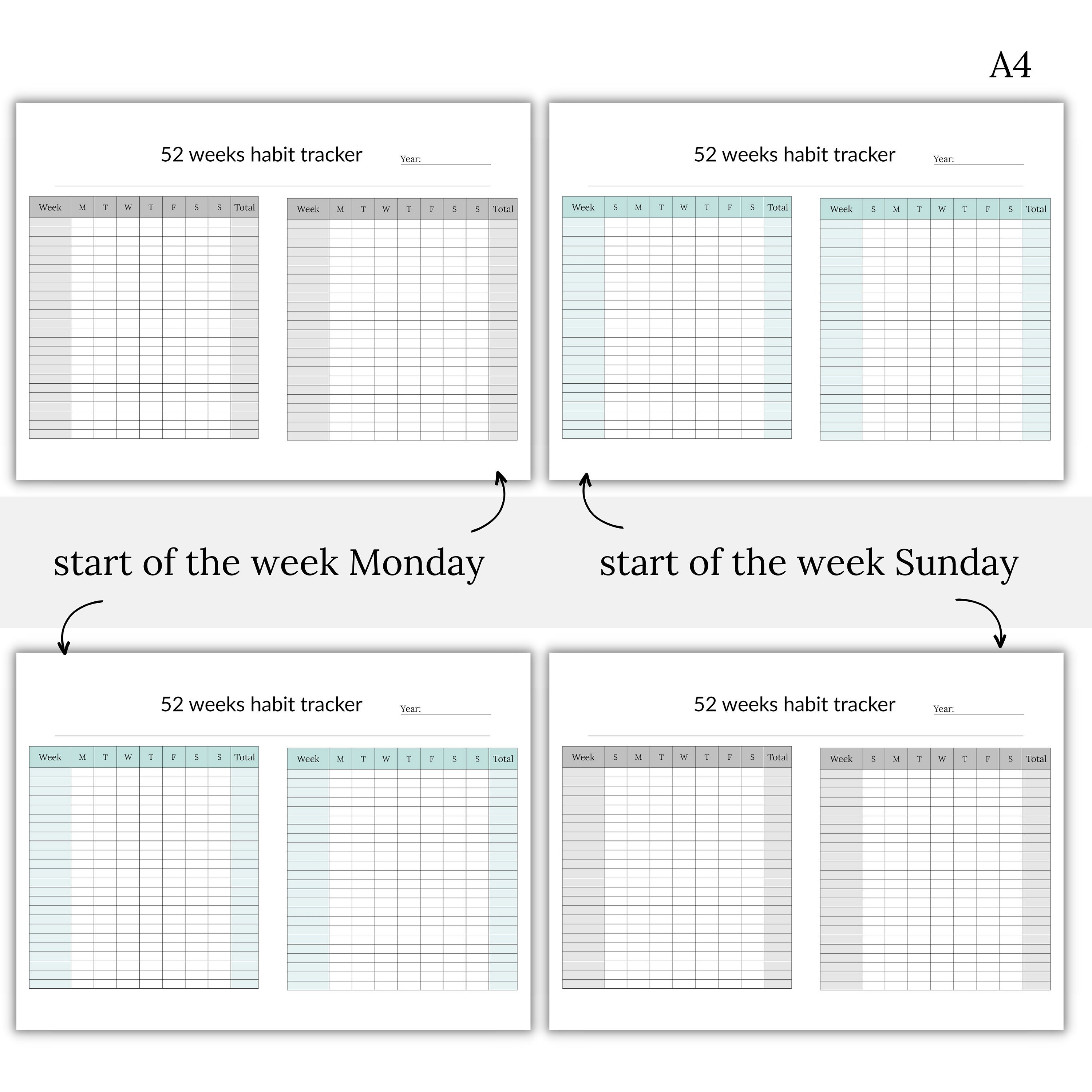52 Week Habit Tracker Printable, Goal Planner (PDF) - Etsy