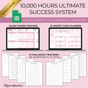 10,000 Hours Ultimate Success System | Master Your Goals Planner | Monthly, Weekly and Daily Planner | Challenge Tracker | Habit Tracker