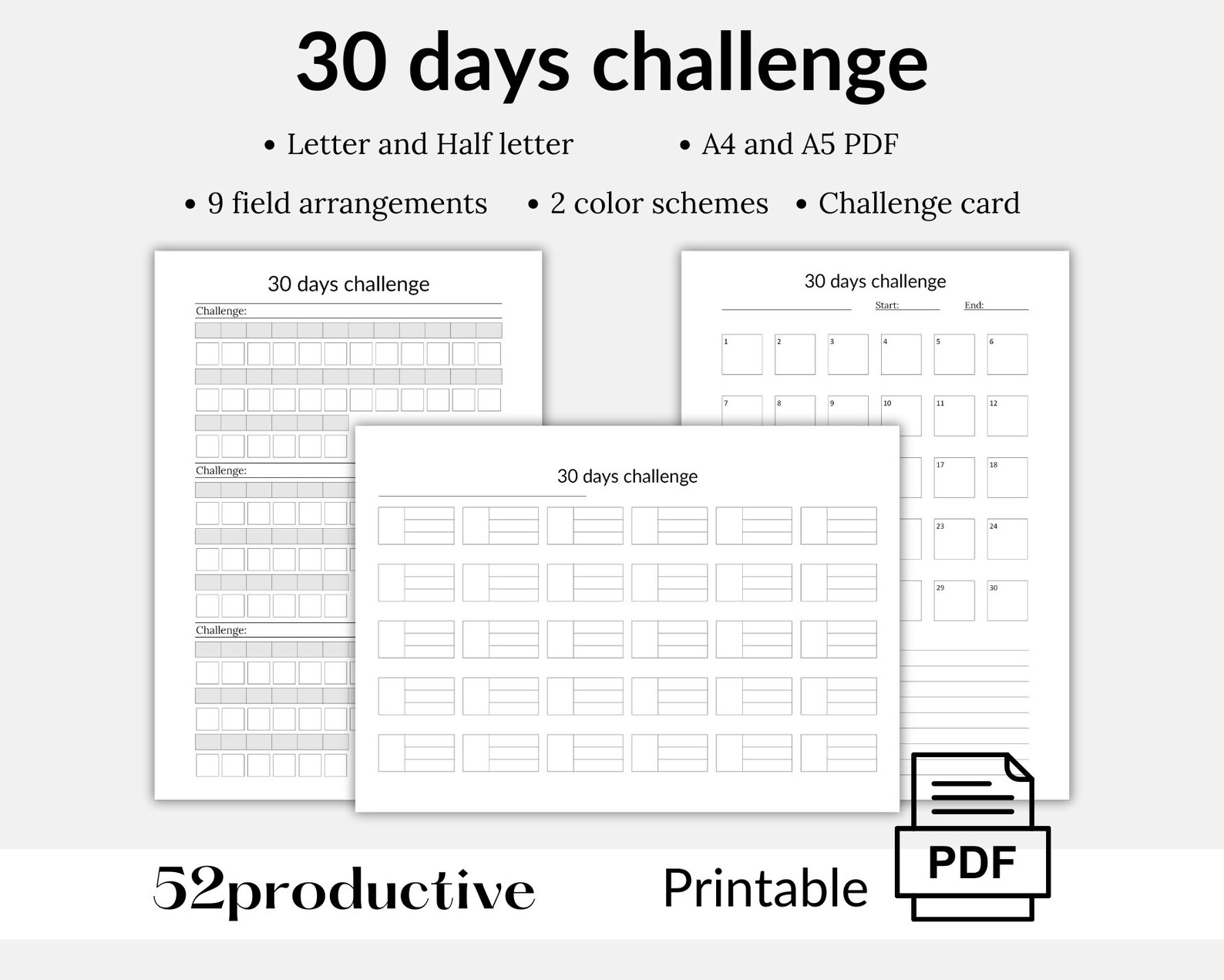 30 Day Challenge, Habit Forming, Habit Tracker Template, Goal Planner ...