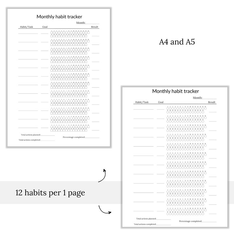 Percent Tracker Pdf Monthly Habit Tracker Printable, A4 A5 Formats (PDF) - Etsy