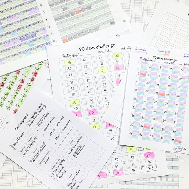 90 Day Challenge Tracker Printable: Habit & Goal Planner (PDF) - Etsy