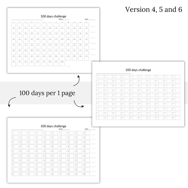 100 Days Challenge Tracker Printables, Goal Planner (PDF) - Etsy