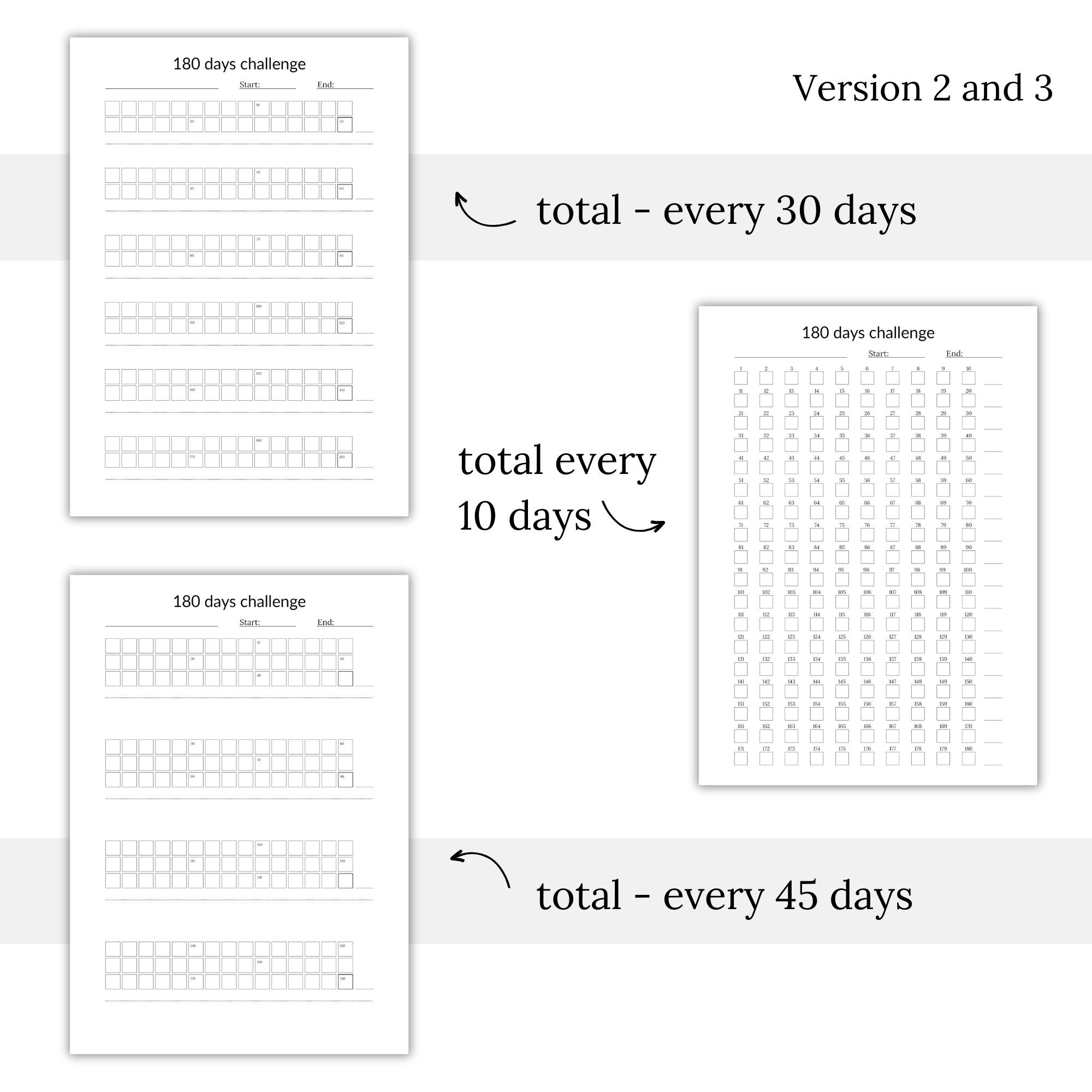 180 Days Challenge Tracker Printables, Habit Tracker, Habit Tracker ...