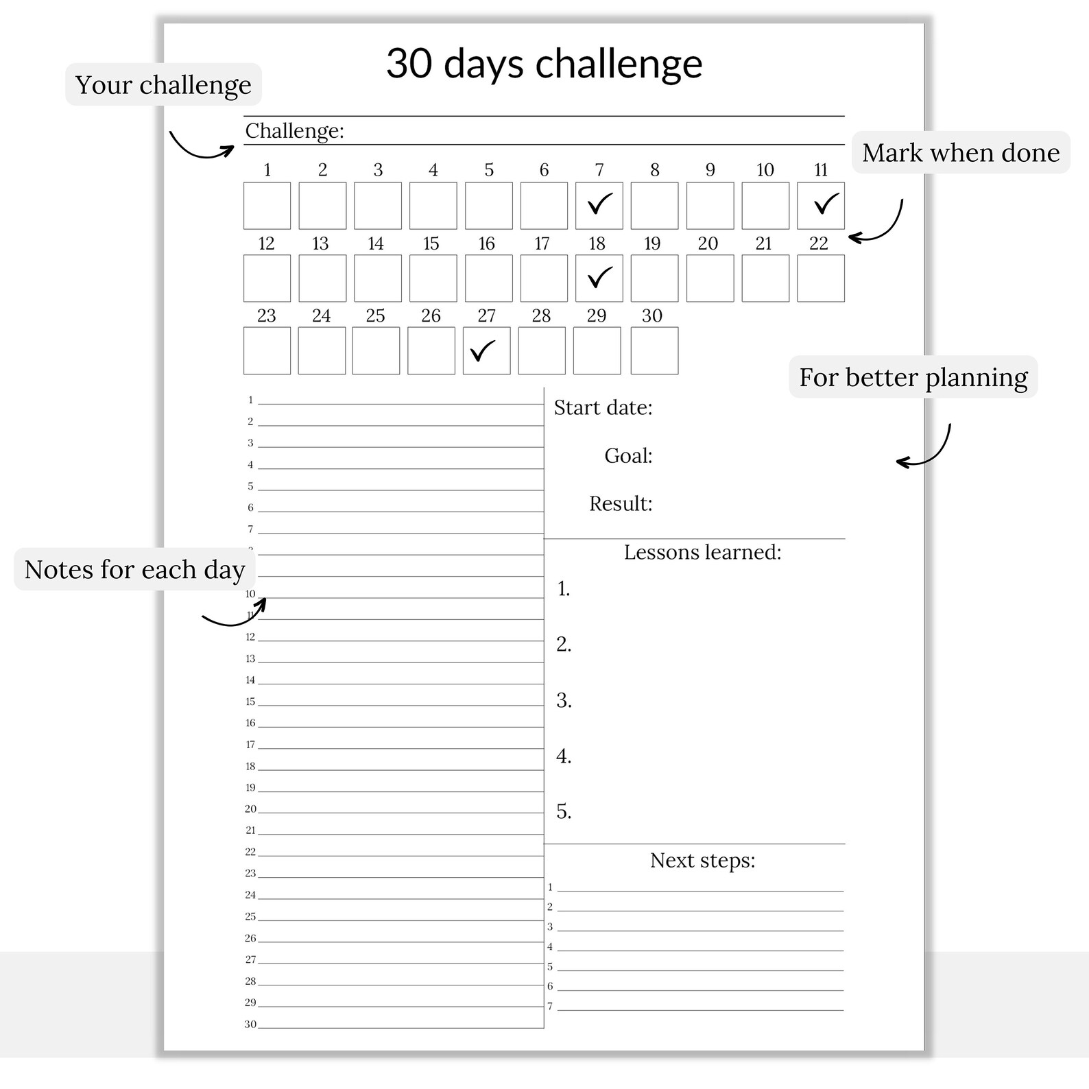 30 Day Challenge, Habit Forming, Habit Tracker Template, Goal Planner ...
