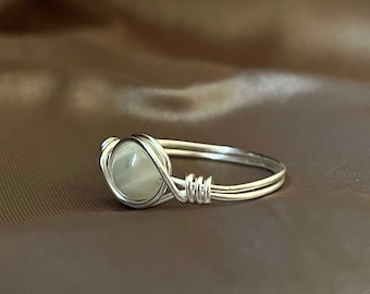 Edelstein Ring mit Stein silber Ring Mondstein Ring Heilstein Ring Fidget Ring Sondergröße Drahtschmuck Ring mit Edelstein Geschenk für Mama