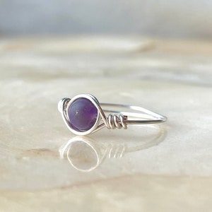 Ring silver with amethyst February birthstone amethyst ring filigree ring natural stone ring dainty ring gemstone silver ring healing stone