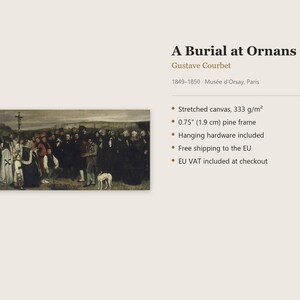 A Burial at Ornans Canvas Print by Gustave Courbet, Realism Wall Art, Famous Painting, Ready to Hang image 7