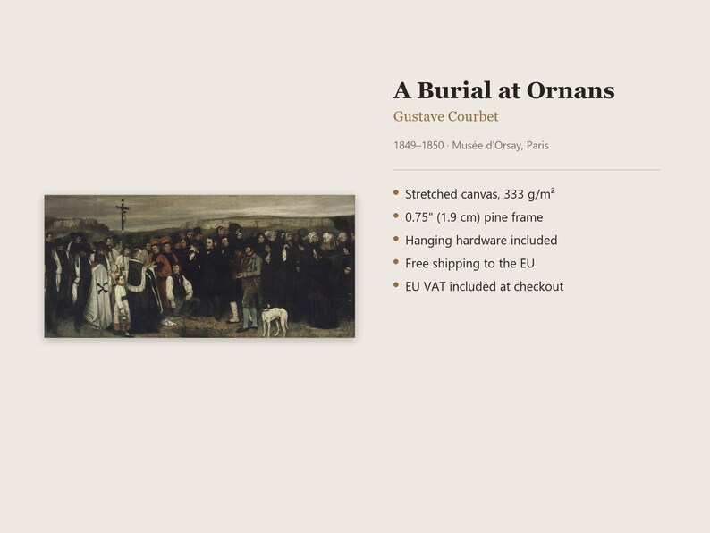 A Burial at Ornans Canvas Print by Gustave Courbet, Realism Wall Art, Famous Painting, Ready to Hang image 7