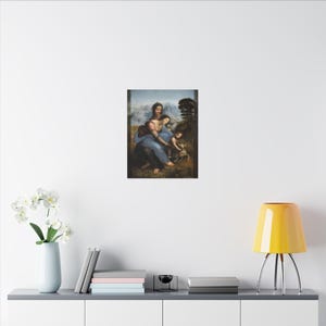 La Virgen, el Niño Jesús y Santa Ana, Leonardo da Vinci – Cuadro en lienzo, Renacimiento, pintura famosa, listo para colgar imagen 8