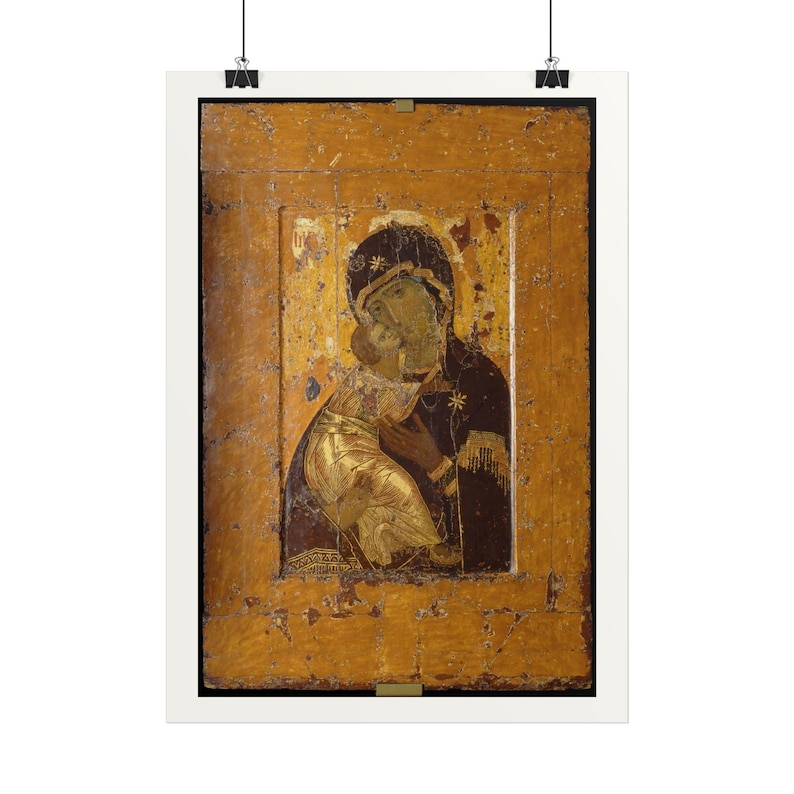 Theotokos of Vladimir Print, Byzantine Art Poster, Famous Painting Wall Art, A4 A3, Printed in EU image 1