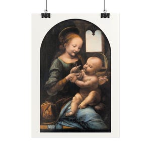 Benois Madonna Print by Leonardo da Vinci, Renaissance Art Poster, Famous Painting Wall Art, A4 A3 A2 A1, Printed in EU image 4