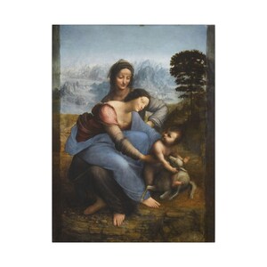 La Virgen, el Niño Jesús y Santa Ana, Leonardo da Vinci – Cuadro en lienzo, Renacimiento, pintura famosa, listo para colgar imagen 9