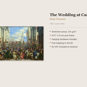 The Wedding at Cana Canvas Print by Paolo Veronese, Venetian Wall Art, Famous Painting, Ready to Hang image 11
