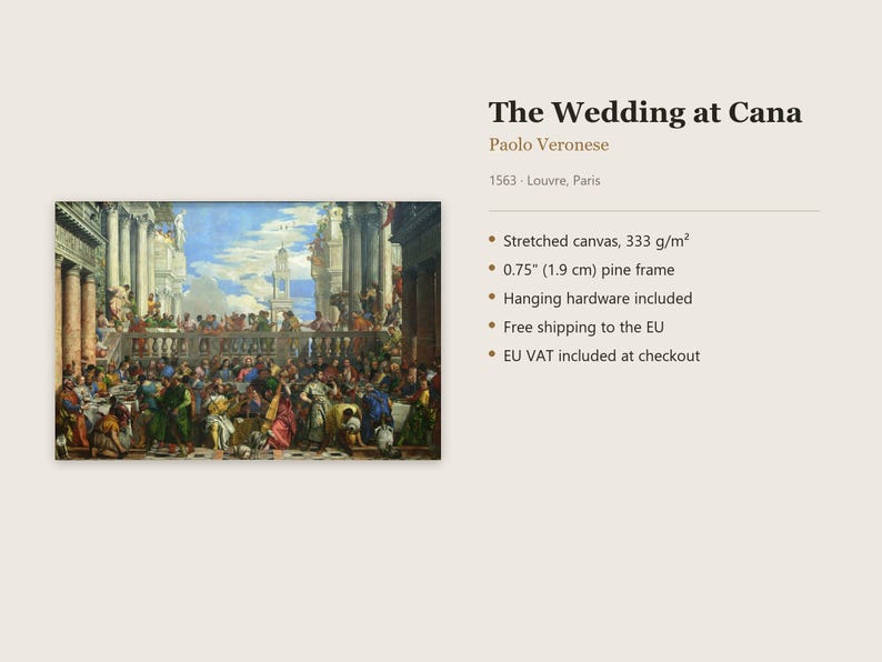 The Wedding at Cana Canvas Print by Paolo Veronese, Venetian Wall Art, Famous Painting, Ready to Hang image 11