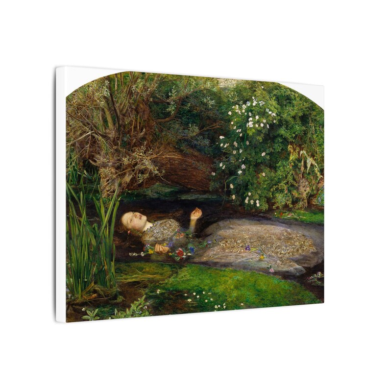 Ofelia, John Everett Millais – Cuadro en lienzo, Prerrafaelismo, pintura famosa, listo para colgar imagen 2