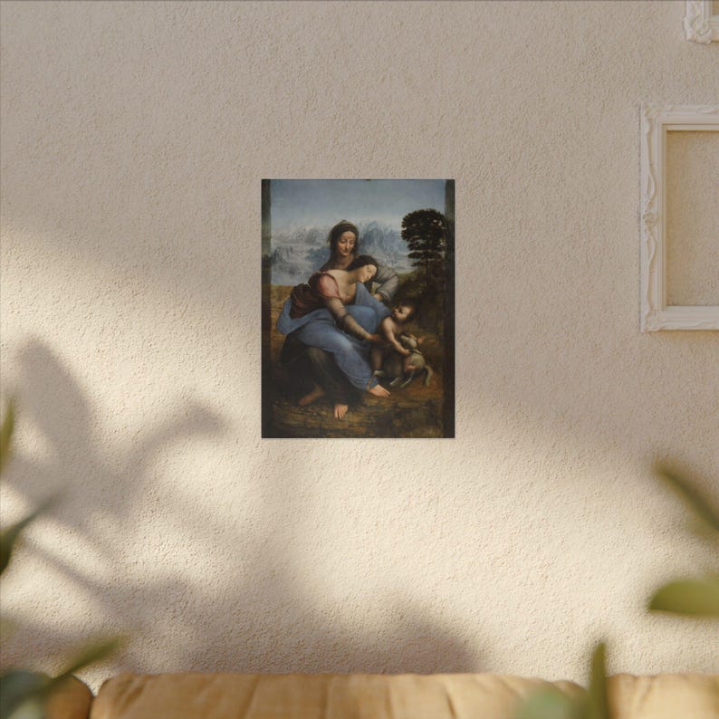 La Virgen, el Niño Jesús y Santa Ana, Leonardo da Vinci – Cuadro en lienzo, Renacimiento, pintura famosa, listo para colgar imagen 3