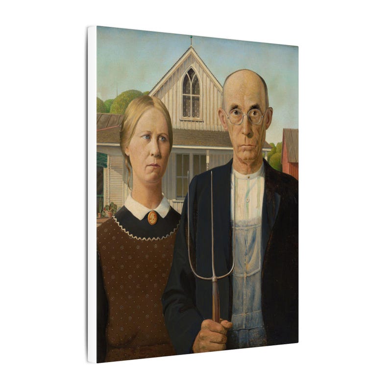 American Gothic Canvas Print by Grant Wood, Americana Wall Art, Famous Painting, Ready to Hang image 2