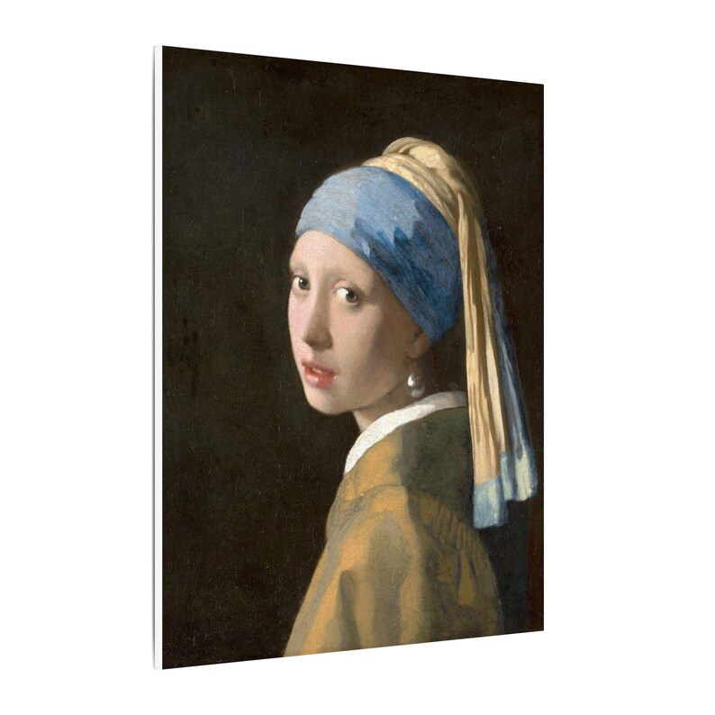 La joven de la perla, Johannes Vermeer – Cuadro en lienzo, Siglo de Oro neerlandés, pintura famosa, listo para colgar imagen 14