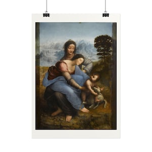 The Virgin and Child with Saint Anne Print by Leonardo da Vinci Poster, Famous Painting Wall Art, A4 A3 A2 A1, Printed in EU image 1