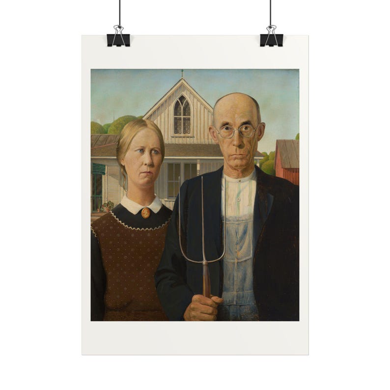 American Gothic Print by Grant Wood, Americana Art Poster, Famous Painting Wall Art, A4 A3 A2 A1, Printed in EU image 4