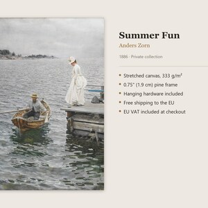 Summer Fun Canvas Print by Anders Zorn, Swedish Wall Art, Famous Painting, Ready to Hang image 11