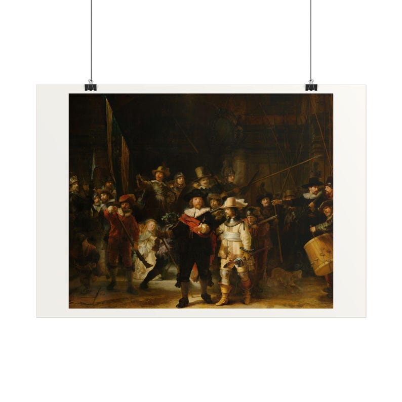 The Night Watch Print by Rembrandt, Dutch Golden Age Art Poster, Famous Painting Wall Art, A4 A3 A2, Printed in EU image 3