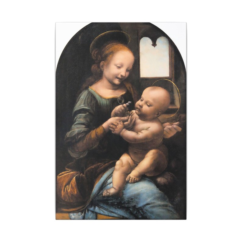 Benois Madonna Canvas Print by Leonardo da Vinci, Renaissance Wall Art, Famous Painting, Ready to Hang image 1