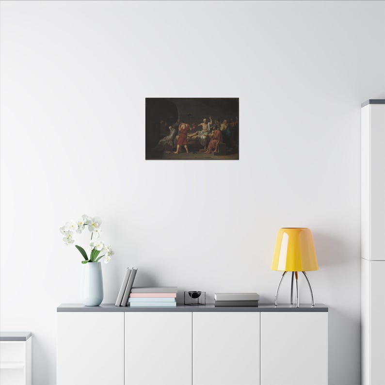 La muerte de Sócrates, Jacques-Louis David – Cuadro en lienzo, Neoclasicismo, pintura famosa, listo para colgar imagen 8