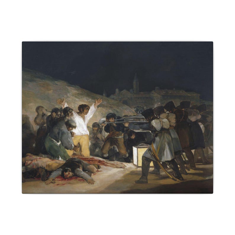 Canvasprint 'De Derde Mei 1808' van Francisco Goya, romantische muurdecoratie, beroemd schilderij, klaar om op te hangen. afbeelding 13