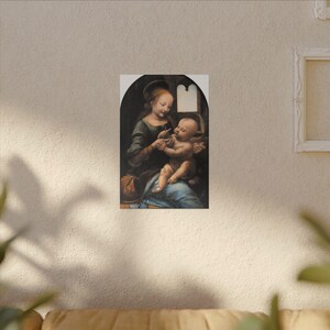 Benois Madonna Canvas Print by Leonardo da Vinci, Renaissance Wall Art, Famous Painting, Ready to Hang image 3