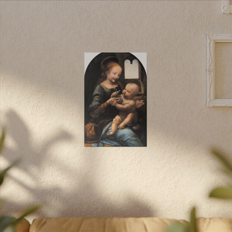 Benois Madonna Canvas Print by Leonardo da Vinci, Renaissance Wall Art, Famous Painting, Ready to Hang image 3