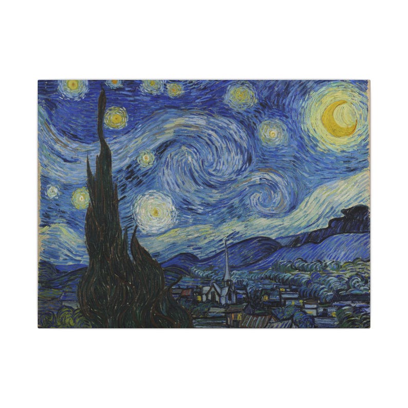 The Starry Night Canvas Print by Vincent van Gogh, Post Impressionism Wall Art, Famous Painting, Ready to Hang image 9